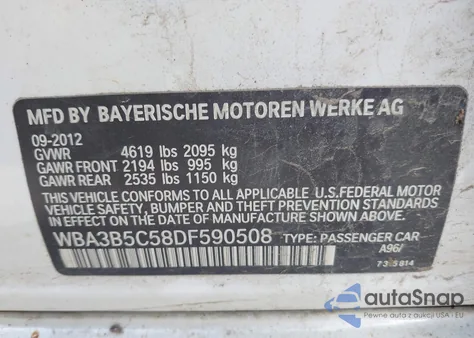 2013 BMW 328I xDrive z USA, uszkodzony, nr VIN WBA3B5C58DF590508